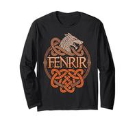 Nordic Wolf Fenrir - Viking Knotwork Runestone Long Sleeve T-Shirt