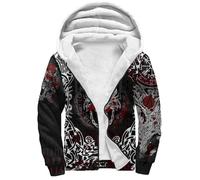 Nordic Wolf Men's Hooded Winter Jacket, Viking 3D Printed Warm Sherpa Lined Hoodies, Comfortable Outdoor Outerwear(Celtic Knot_3XL)
