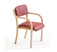 Nordic Wood Armchair with Backrest Comfortable Stacking Dining Chairs Accent Chairs Side Chairs for Kitchen Office Living Room & Lounge Red Color