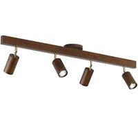 Nordic Wood Ceiling Lights, LED 3-Color Dimming Close to Ceiling Spotlight, Adjustable Track Feature Ceiling Lamp, for Living Room, & Kitchenstairs Porch Lighting Fixture(Walnut Color,4-Lights)