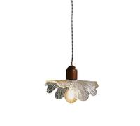 Nordic Wood Chic Imitation Ice Flower Glass Pendant Light Modern Ash Wood Island Ceiling Light Fixture, Japanese Style Adjustable Cord Dining Room Hanging Light T-256