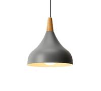 Nordic Wood Decoration chandelier,Modern Pastoral Metal Pendant Light,E27 Base Single Head Hanging Light,Indoor Adjustable Height for Kitchen Island Dining Room Bedroom(Ash) (Ash)