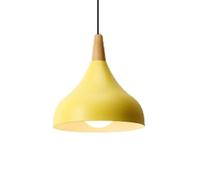 Nordic Wood Decoration chandelier,Modern Pastoral Metal Pendant Light,E27 Base Single Head Hanging Light,Indoor Adjustable Height for Kitchen Island Dining Room Bedroom(Ash) (Yellow)
