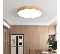 Nordic Wood Grain Color Ceiling Lamp Simple Flat Panel LED Ceiling Light Modern Iron Art Ceiling Light Fixture for Living Room Bedroom Dining Room Kitchen Study Room Corridor Pendant Lamp (Col (White