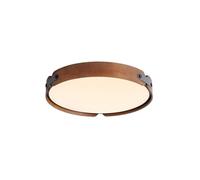 Nordic Wood Led Ceiling Light 16.5" - Dimmable Tri-Color Flush Mount for Bedroom, Living Room & Study - Elegant Natural Walnut & Light Wood Finish, Modern Home Lighting