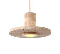 Nordic Wood Pendant Light Natural Stone Hanging Lamp Style LED Pendant Lights Kitchen Island Lighting Single Chaner Dining Table Bedroom Suspension Lamps (Wood Color Dia30cm)