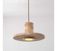 Nordic Wood Pendant Light Natural Stone Hanging Lamp Style LED Pendant Lights Kitchen Island Lighting Single Chaner Dining Table Bedroom Suspension Lamps (Wood Color Dia20cm)