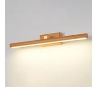Nordic Wood Vanity Wall Light 360° Adjustable Angle Mirror Front Light | 3-colour Dimmable LED Mirror Lamp, For Bathroom Dressing Table Bedroom Hallway Cloakroom(Log,90cm)