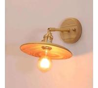 Nordic Wood Wall Sconce Adjustable Brass Wall Light with On/Off Switch | Modern Solid Wood Wall Lamp | Retro Vintage Indoor Wall Lighting Fixture E27 Hardwired | Home Decoration