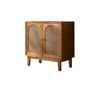 Nordic Wooden Sideboard - Modern Rattan Storage Cabinet for Living Room Tea Cabinet & Entrance Cupboard Stylish Home Furniture Multi-functional