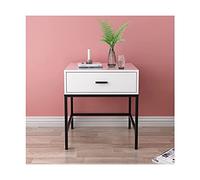 Nordic Wrought Iron Bedside Table Modern Minimalist Metal Nightstand with 2 Drawers Stylish Bedroom Side Cabinet 45x38.5x50cm - Black Finish