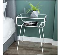 NordicMinimalistModernBedsideTableWhite,CreativeGlassWroughtIronNightstandSetOf1,LightLuxurySimpleBedsideCabinetBlack,SideTableStorageUnit49X33X60CM(Color:white) needed