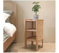 NordicSimplicityBedsideTableWith2Shelves,RealRattanWoodNightstandForBedroom,BedsideCabinetBlack,BedroomHotelRattanStorageLocker30X40X62CM(Color:Woodcolor) needed