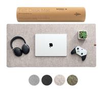Nordik Large Felt Desk Mat - Stone Oat Beige - 89 x 43 cm - Full Desk Cover Keyboard and Mouse Mat - Protector Pad and Matt - Deskmat Blotter for Office