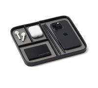 Nordik Leather Valet Tray - Pebble Black - Premium Vegan Leather Stylish and Organised Nightstand Caddy for Men - EDC Catchall for Keys, Watch, Wallet, Jewellery