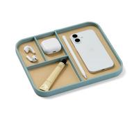 Nordik Leather Valet Tray - Seafoam Mist - 24 x 20 cm Medium Vegan Leather Tray - Stylish Nightstand Organizer for Men - Modern Bedside Caddy - EDC Catchall for Key Watch Wallet Jewellery