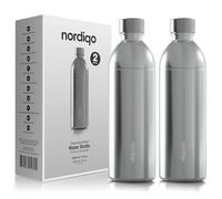Nordiqo Premium Stainless Steel Bottle 1.3L / 1300 ml | Compatible with Aarke Carbonator | Dishwasher Safe | No Expiration Date | Leak Proof | BPA-Free | Extra thick single steel | 2-Pack