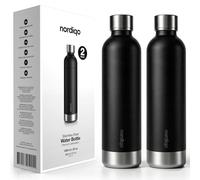 Nordiqo Steel Bottle 1L for Aarke Carbonator 3, SodaStream Duo, Terra | Also for Art & others. See details. NOT for Crystal, Jet & Aarke Pro. No expiry date. Matte Black Stainless. 2-Pack.