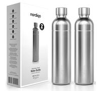 Nordiqo Steel Bottle 1L for Aarke Carbonator 3, SodaStream Duo, Terra | Also for Art & others. See details. NOT for Crystal, Jet & Aarke Pro. No expiry date. Stainless, Anti-fingerprint. 2-Pack.