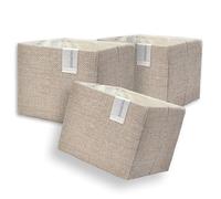 NORDIS DESIGN Mini Storage Baskets Set of 3 (11 x 11 x 9 cm), Premium Storage Basket, Small as Storage Box, Bathroom, Organiser, Changing Table, Utensil & Premium Organiser, Fabric, Beige Plain