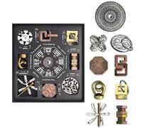 NORDISTRICT Bagua Metal Puzzle Set, Feng Shui Compass, 8+1 Alloy Brain Teaser Puzzles-traditional logic puzzles for adults that help relieve stress and make the for puzzle enthusiasts