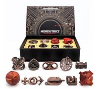 NORDISTRICT Brain Teaser Puzzle Set for Adults, 10PCS Metal & Wooden Interlocking Puzzles, Mechanical IQ Mind Games, Disentanglement Logic Challenges with Magnetic Gift Box, Gifts for Adults & Teens