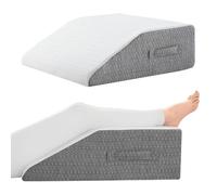 Nordjager Leg Pillow for Elevation & Support, 24"x22"x10" Memory Foam Cushion with Grey White Patterned Polyester Cover, Ideal for Improving Circulation & Relaxing Leg