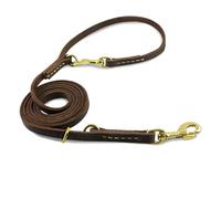 Nordkawa Leather Dog Leash - 8FT Multi Function Genuine Leather Hands Free Dog Training Leash, Adjustable Slip Lead for Small, Medium and Large Dogs (Brown, 8ft)