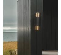 Nordlux Aludra Double Seaside outdoor wall light, aluminium, black, 2-bulb.