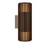 Nordlux Aludra Double Seaside aluminium brown 2-bulb outdoor wall lamp.