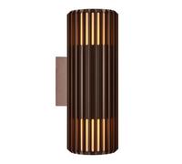 Nordlux Aludra Double Seaside aluminium brown 2-bulb outdoor wall lamp.