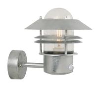 Nordlux Blok Industrial Silver Galvanized Steel Sensor Wall Light - Garden, Patio, Entrance Mains