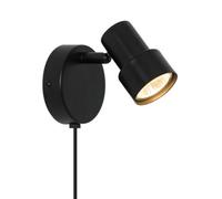 Nordlux Boston Indoor Wall Light Black Metal Sensor Gu10 Adjustable Head - Plug In Or Mains Powered , Ip20