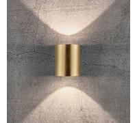 Nordlux Canto 2 LED outdoor wall light, brass, 10 cm, up/down, IP44