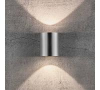 Nordlux Canto 2 LED outdoor wall light, stainless steel, 10 cm, up/down, IP44