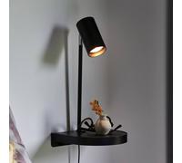 Nordlux Cody wall light with shelf and USB port, black