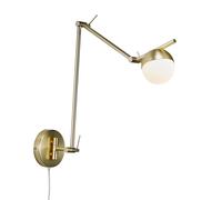 Nordlux Contina Modern Brass Metal Wall Light - Bedroom, Bedside, Living Room Plug in or Mains
