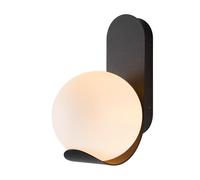Nordlux Dalius outdoor wall light, black, white globe shade