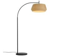 Nordlux Dicte floor lamp, hand bound lampshade, amber