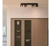 Nordlux Downlight Pitcher, black/brass, 4-bulb, metal, GU10