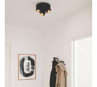 Nordlux Downlight Pitcher, GU10, 3-bulb, round, metal, black
