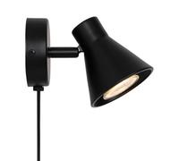 Nordlux Eik Metal Wall Light Black,plug In Or Mains