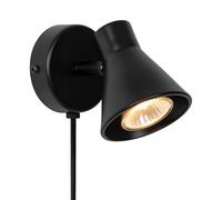 Nordlux Eik Indoor Wall Light/Wall Scones Black Metal, GU10 35W Plug in & Mains Hardwire -Bedroom, Living Room, Kitchen, Office, Bedside or Study. IP20, Class 2 (Double Insulated)