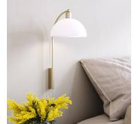 Nordlux Ellen 20 wall light, cable + plug, brass/white