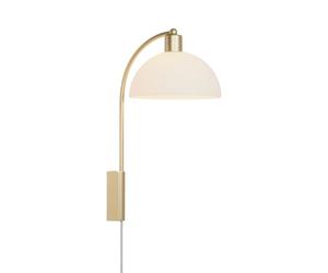 Nordlux Ellen Indoor Wall Light Brass Metal E14 Dome Shade - Bedroom, Bedside, Living Room Plug in or Mains Powered, IP20