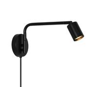 Nordlux Explore Indoor Wall Light Black Metal Sensor Gu10 Adjustable Head - Plug In Or Mains Powered , Ip20