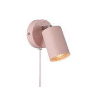 Nordlux Explore Indoor Wall Light/Wall Scones Dusty Rose Metal, GU10 LED 7W Plug in & Mains Hardwire -Bedroom, Living Room, Kitchen, Office, Bedside or Study. IP20, Class 2 (Double Insulated)