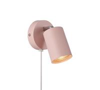 Nordlux Explore Indoor Wall Light/Wall Scones Dusty Rose Metal, GU10 LED 7W Plug in & Mains Hardwire -Bedroom, Living Room, Kitchen, Office, Bedside or Study. IP20, Class 2 (Double Insulated)