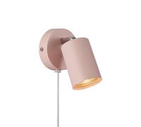 Nordlux Explore Indoor Wall Light/Wall Scones Dusty Rose Metal, GU10 LED 7W Plug in & Mains Hardwire -Bedroom, Living Room, Kitchen, Office, Bedside or Study. IP20, Class 2 (Double Insulated)