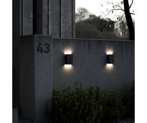 Nordlux Fold LED outdoor wall light, 15 x 21 cm, black